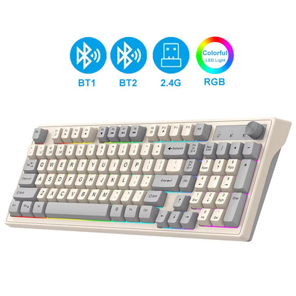 Dual Bluetooth Keyboard DualMode BT/2.4G Wireless Keyboard RGB Backlit Rechargeable Keyboard Gaming Keyboard for Laptop Tablet