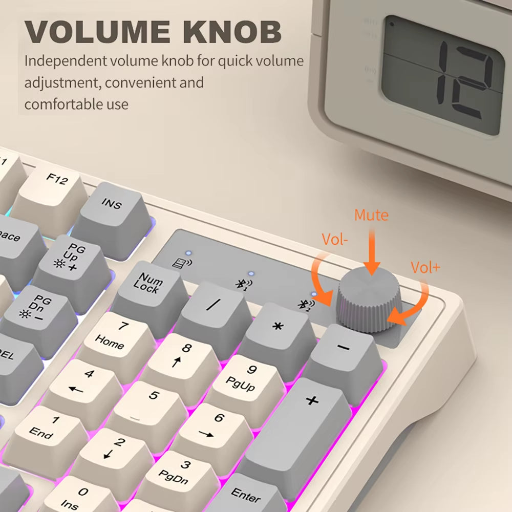 Dual Bluetooth Keyboard DualMode BT/2.4G Wireless Keyboard RGB Backlit Rechargeable Keyboard Gaming Keyboard for Laptop Tablet